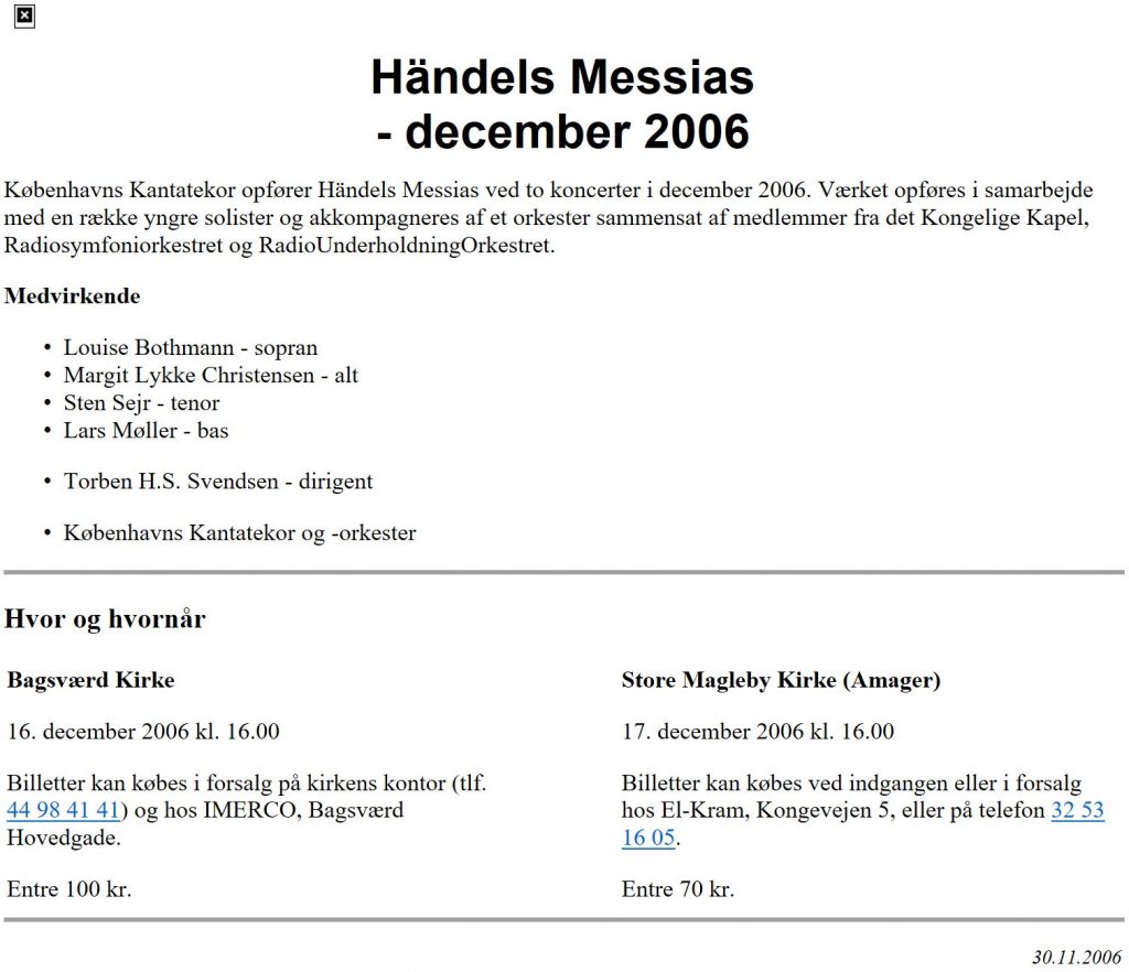Händel Messias med Københavns Kantatekor 2006